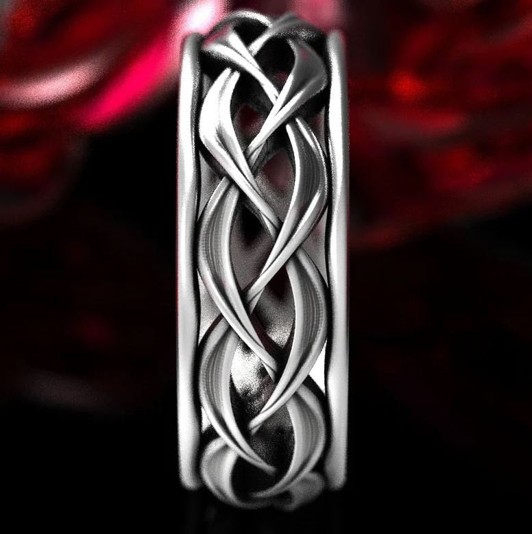 Mens Celtic Ring, Sterling Silver Celtic Wedding Band, Mens Silver Ring, Celtic Braided Ring, Mens Celtic Wedding Ring, 1329