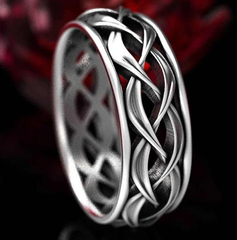 Mens Celtic Ring, Sterling Silver Celtic Wedding Band, Mens Silver Ring, Celtic Braided Ring, Mens Celtic Wedding Ring, 1329