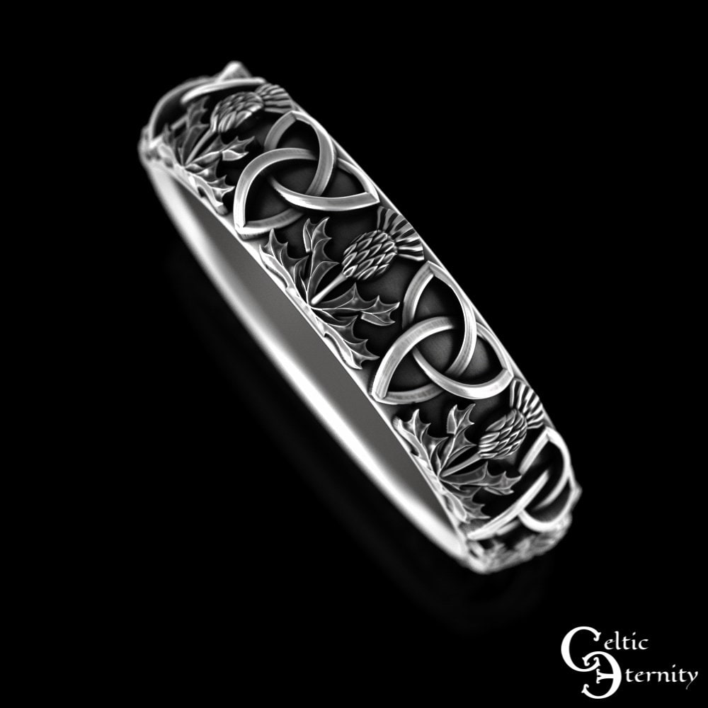 Sterling Womens Thistle Ring, Simple Celtic Ring, Scottish Thistle Ring, Classic Thistle Ring, Scottish Wedding Band, Irish Knot Ring, 4811