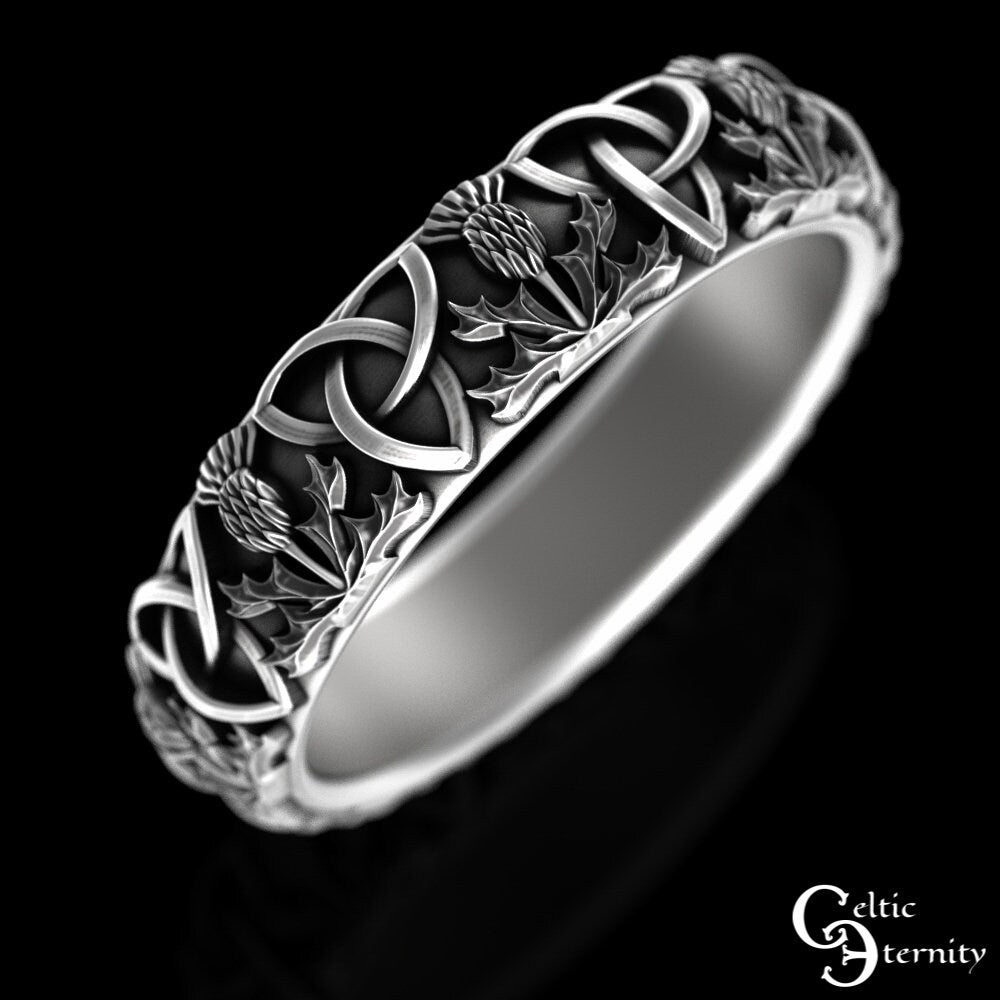 Sterling Womens Thistle Ring, Simple Celtic Ring, Scottish Thistle Ring, Classic Thistle Ring, Scottish Wedding Band, Irish Knot Ring, 4811