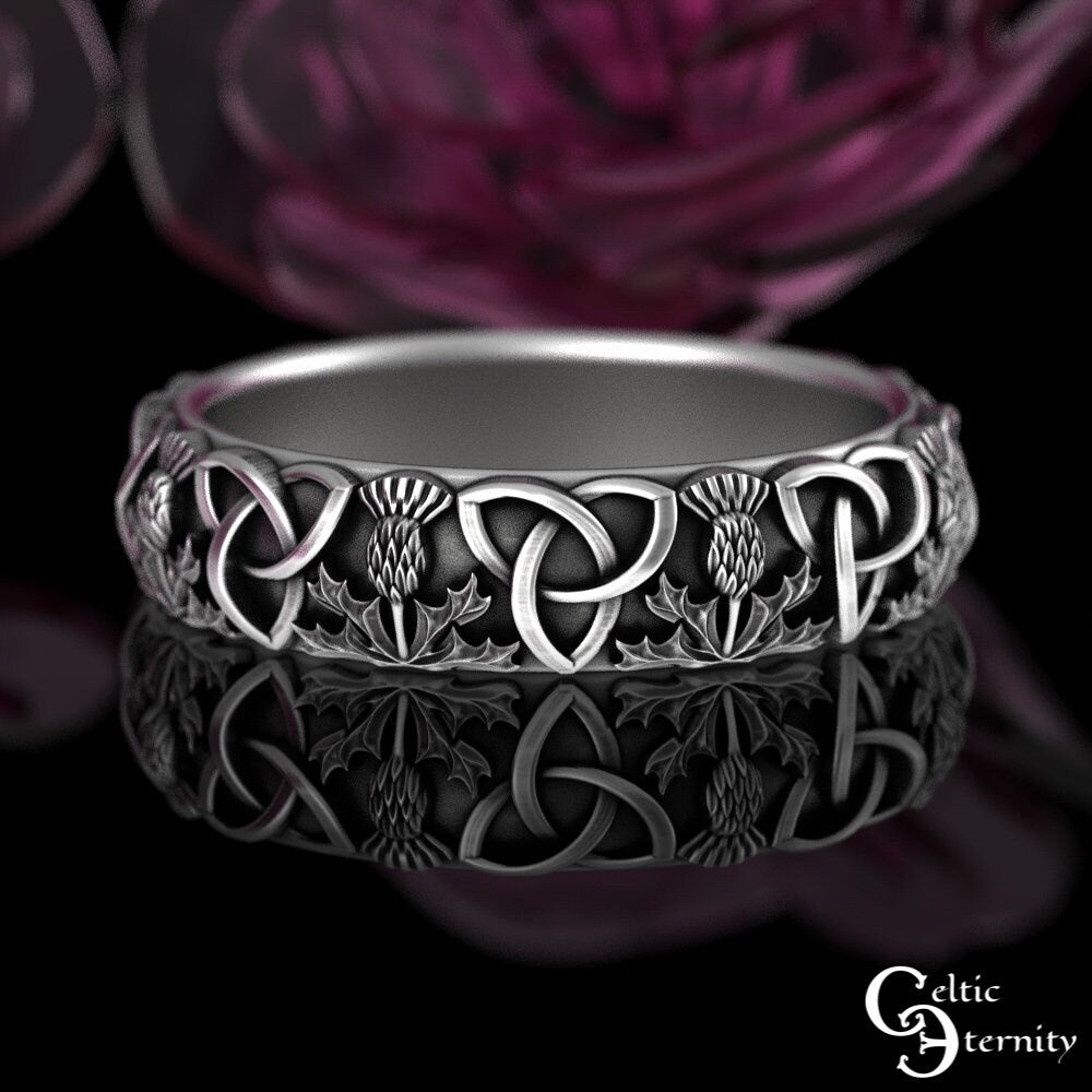 Sterling Womens Thistle Ring, Simple Celtic Ring, Scottish Thistle Ring, Classic Thistle Ring, Scottish Wedding Band, Irish Knot Ring, 4811
