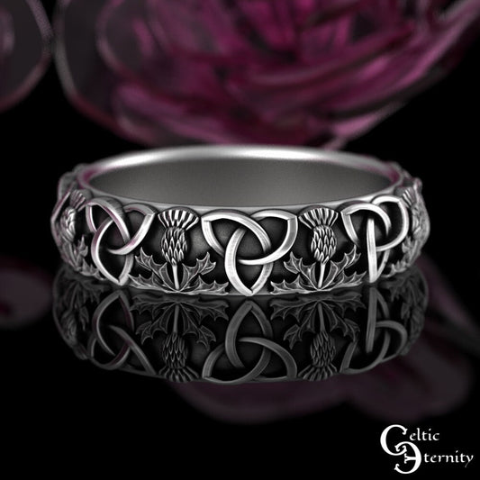 Sterling Womens Thistle Ring, Simple Celtic Ring, Scottish Thistle Ring, Classic Thistle Ring, Scottish Wedding Band, Irish Knot Ring, 4811