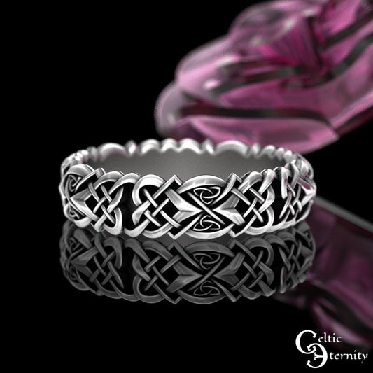 Sterling Celtic Heart Wedding Ring, Woman Celtic Ring, Love Knot Ring, Love Heart Ring, Heart Ring, Heart Wedding Band, 4013